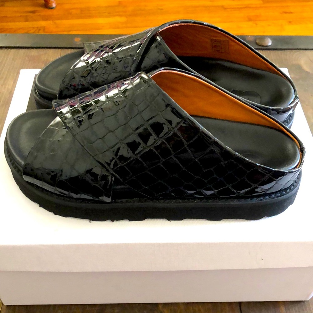 Ganni croco patent slide - brand new.  Only worn once.  Size 37
